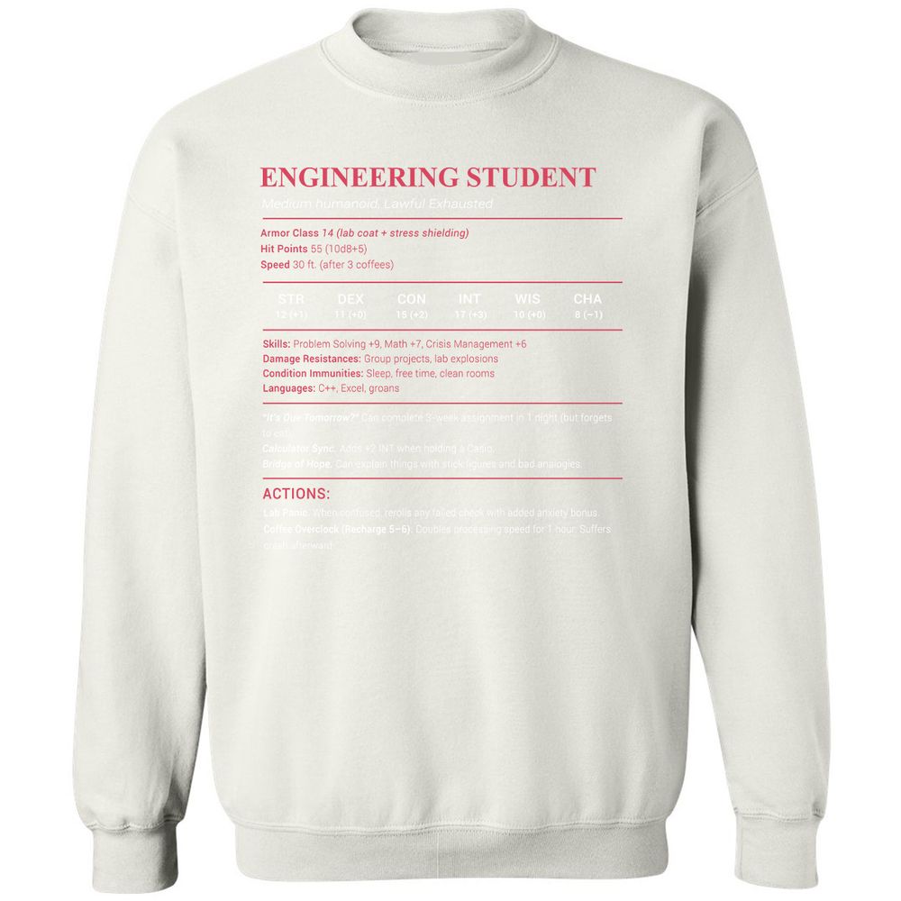 Engineering Student Classic Unisex Sweatshirt - White - 12