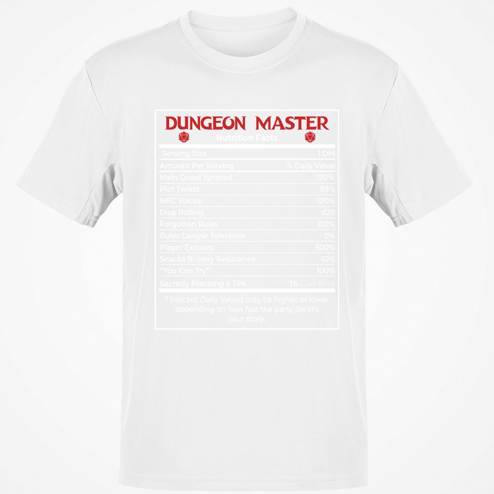 Dungeon Master Nutrition Facts Classic Unisex T-Shirt - White - 12