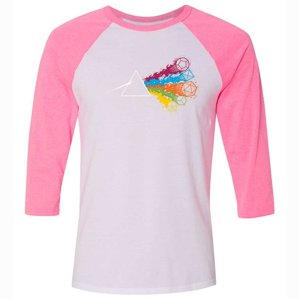 Dark Side Of The Dices Unisex 3/4 Baseball Tee - White/Neon Pink - 12