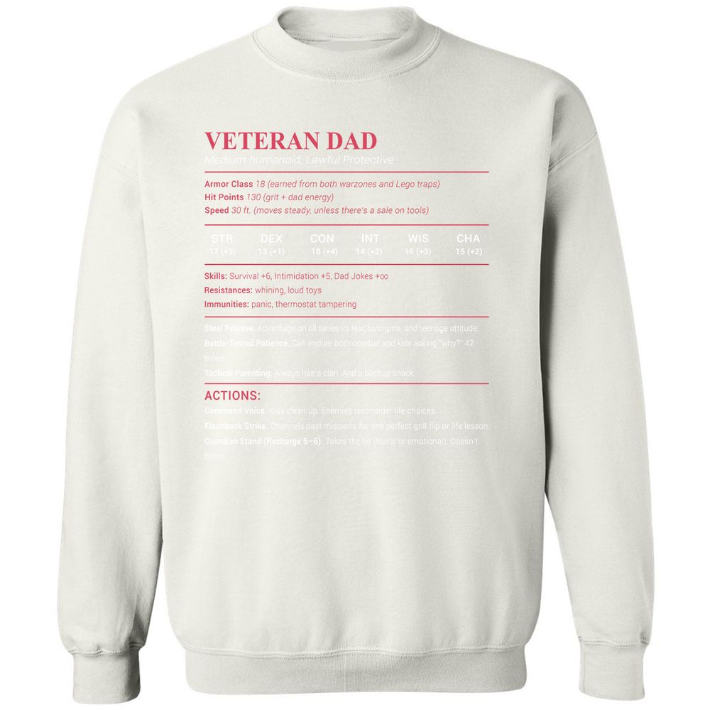 Veteran Dad Classic Unisex Sweatshirt - White - 12