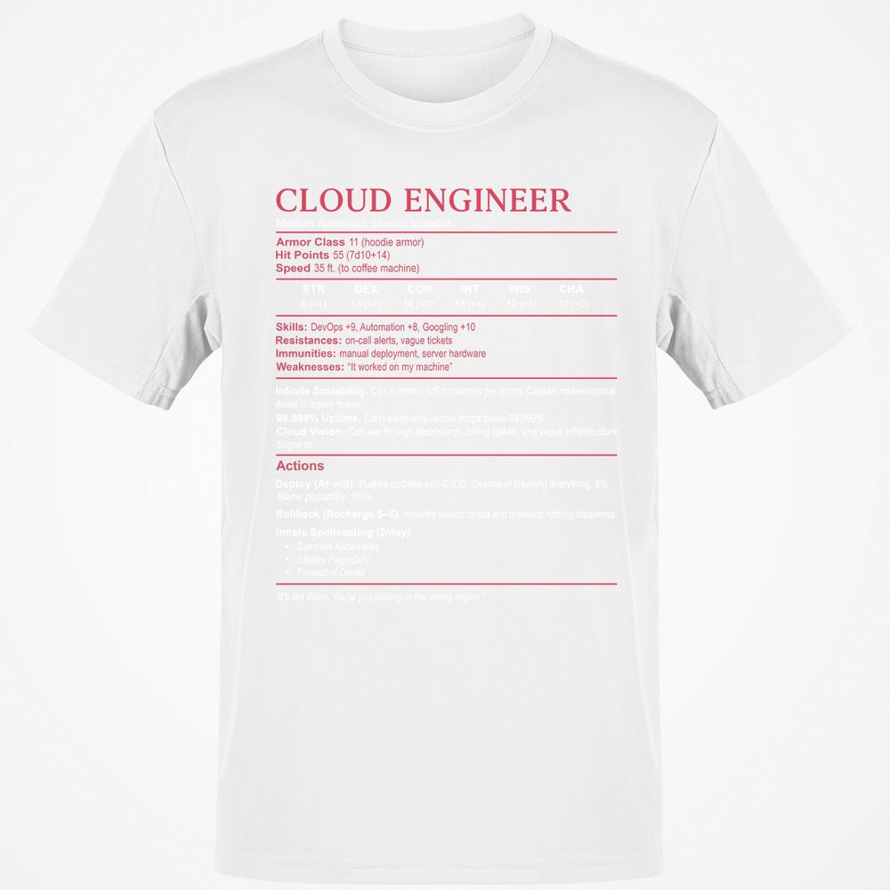 Cloud Engineer Stats Classic Unisex T-Shirt - White - 12