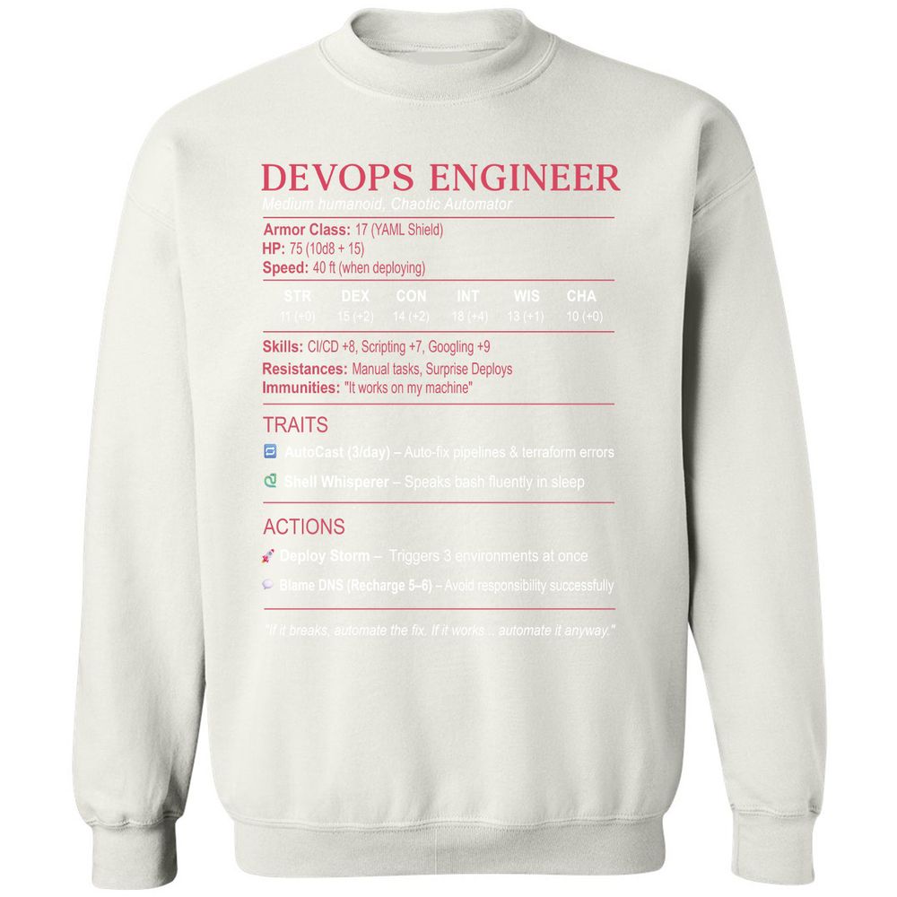 DevOps Engineer Stats Classic Unisex Sweatshirt - White - 12