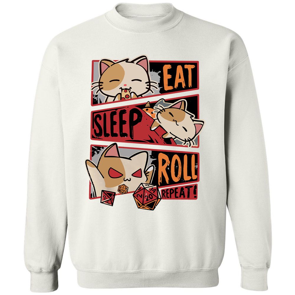 Eat Sleep Roll Repeat Classic Unisex Sweatshirt - White - 12