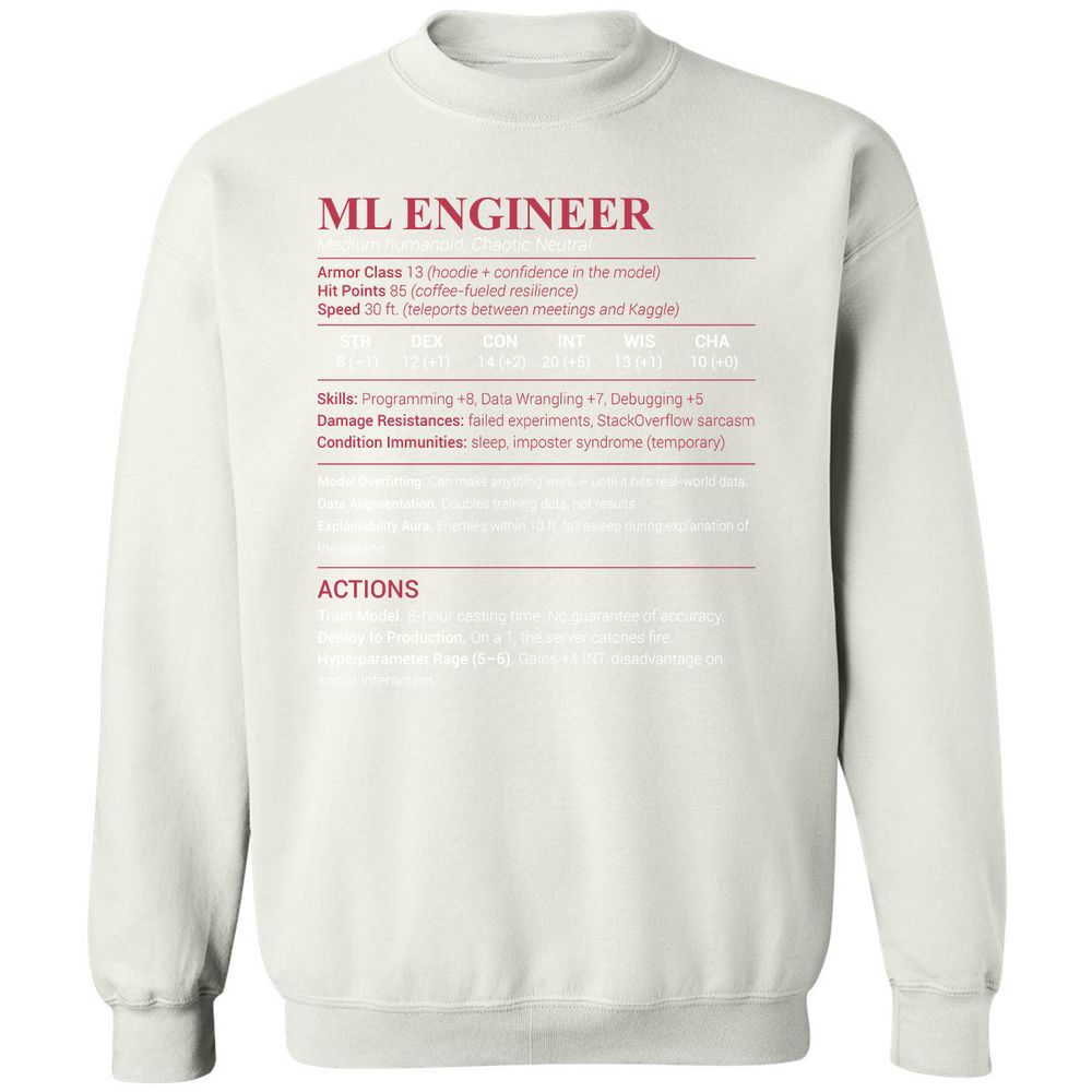 ML Engineer Classic Unisex Sweatshirt - White - 12