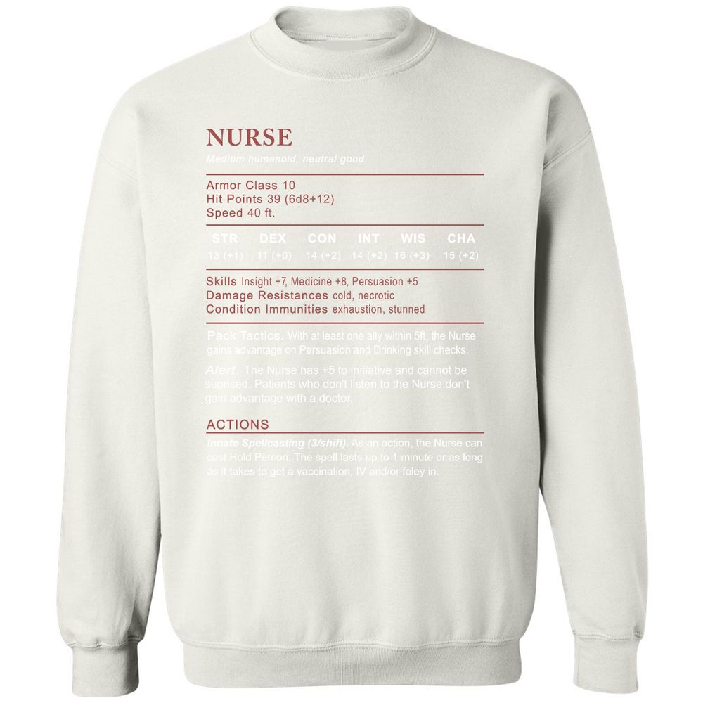 Nurse Stats 2 Classic Unisex Sweatshirt - White - 12