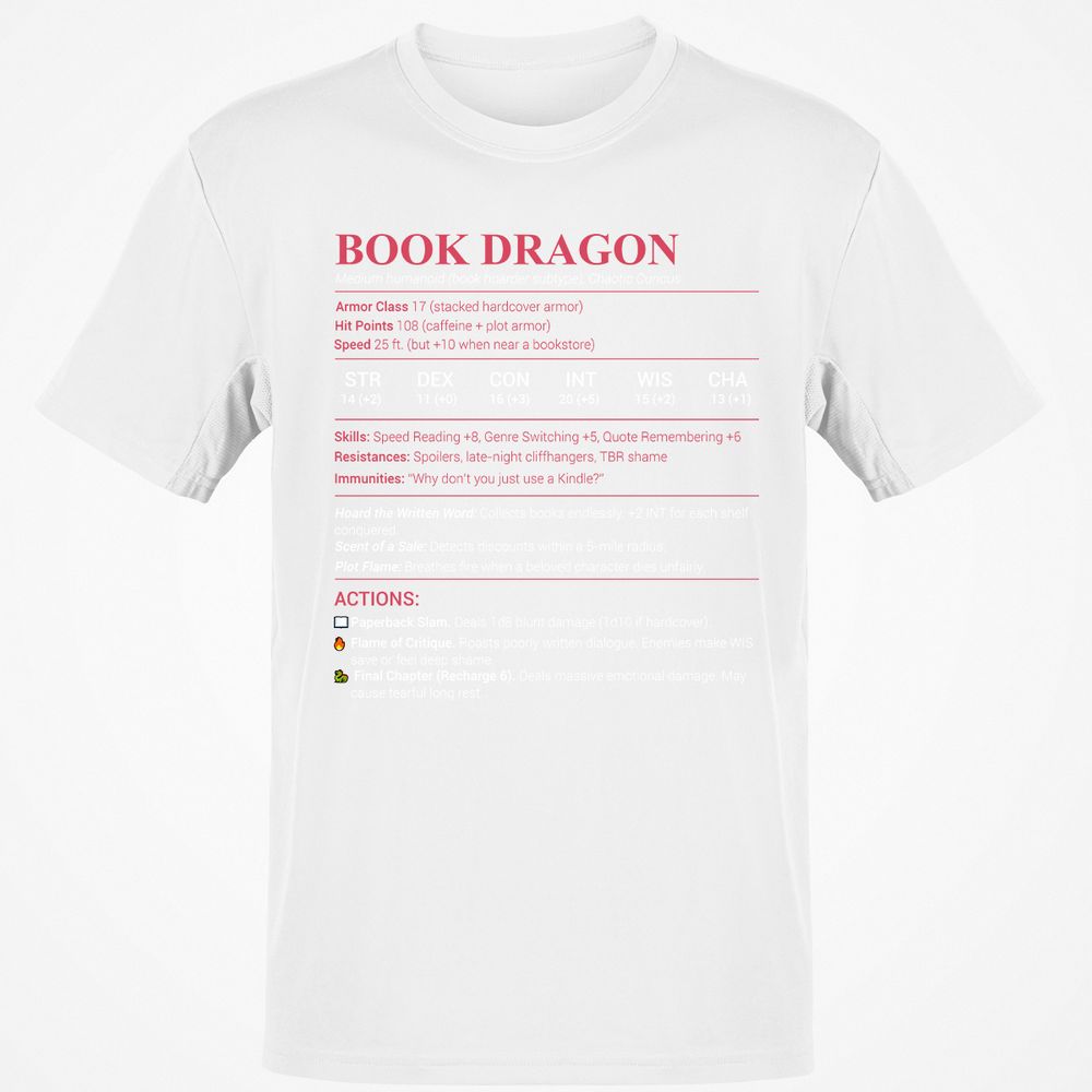 Book Dragon Stats Classic Unisex T-Shirt - White - 12