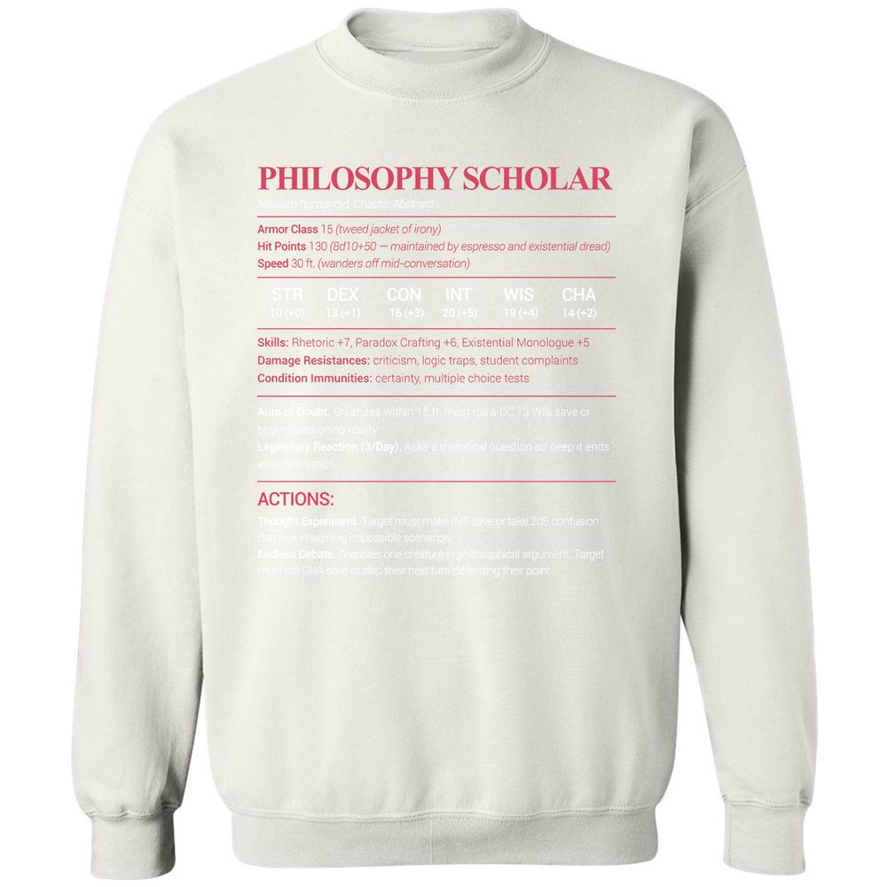 Philosophy Scholar Classic Unisex Sweatshirt - White - 12
