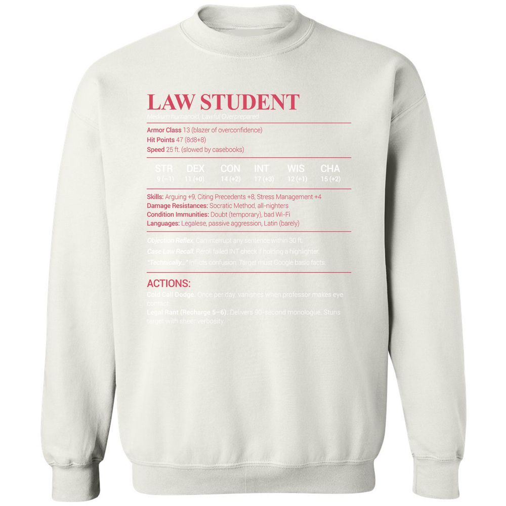 Law Student Classic Unisex Sweatshirt - White - 12