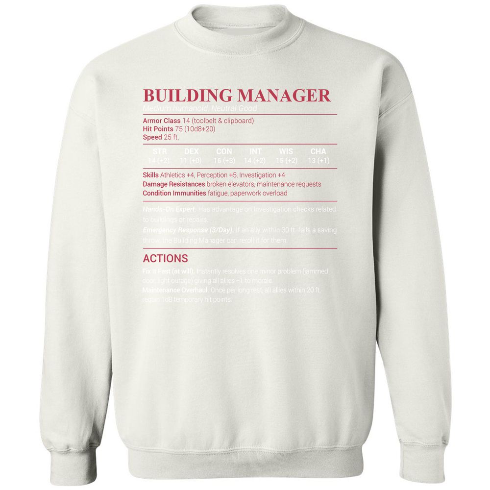 Building Manager Classic Unisex Sweatshirt - White - 12