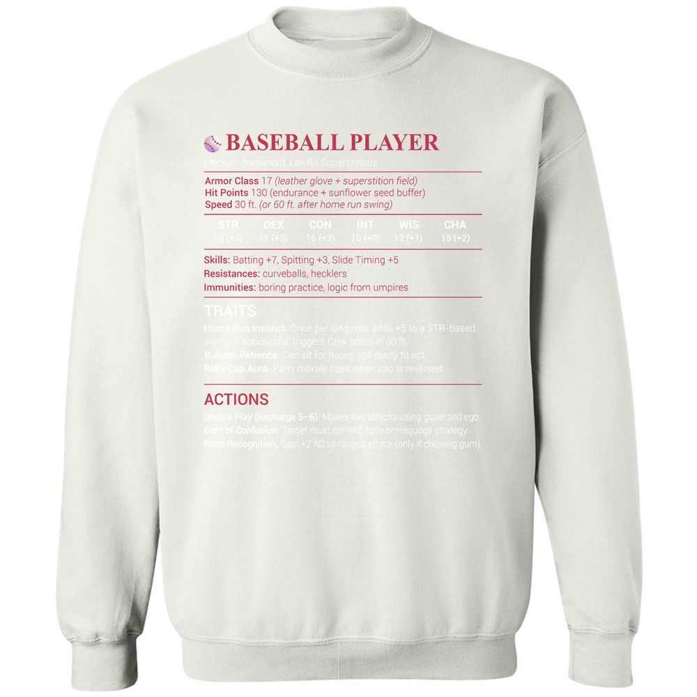 Baseball Player Classic Unisex Sweatshirt - White - 12