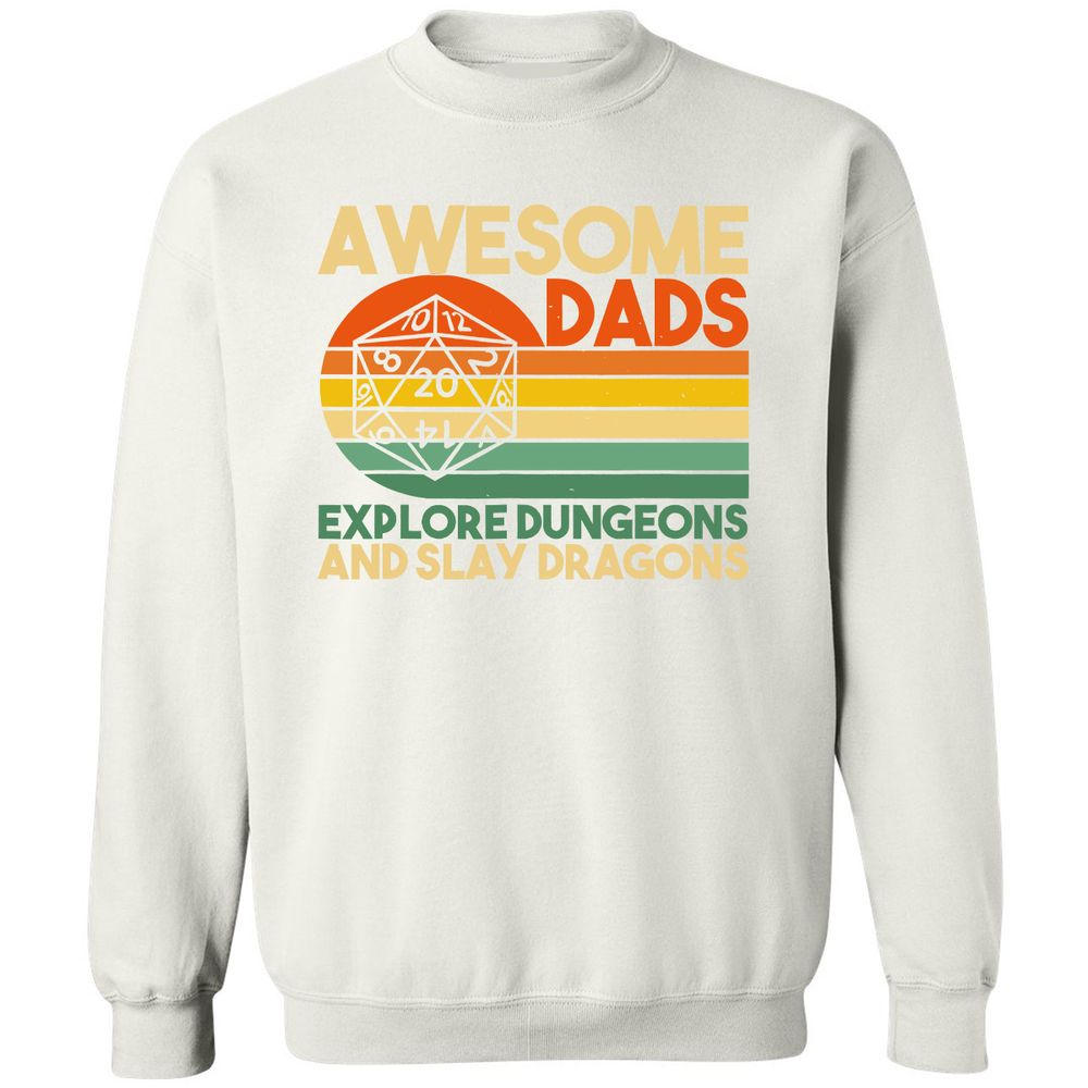 Awesome Dads Explore Dungeons Classic Unisex Sweatshirt - White - 12