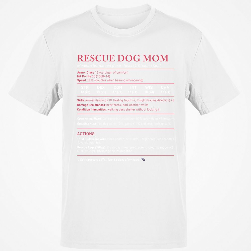 Rescue Dog Mom Stats Classic Unisex T-Shirt - White - 12