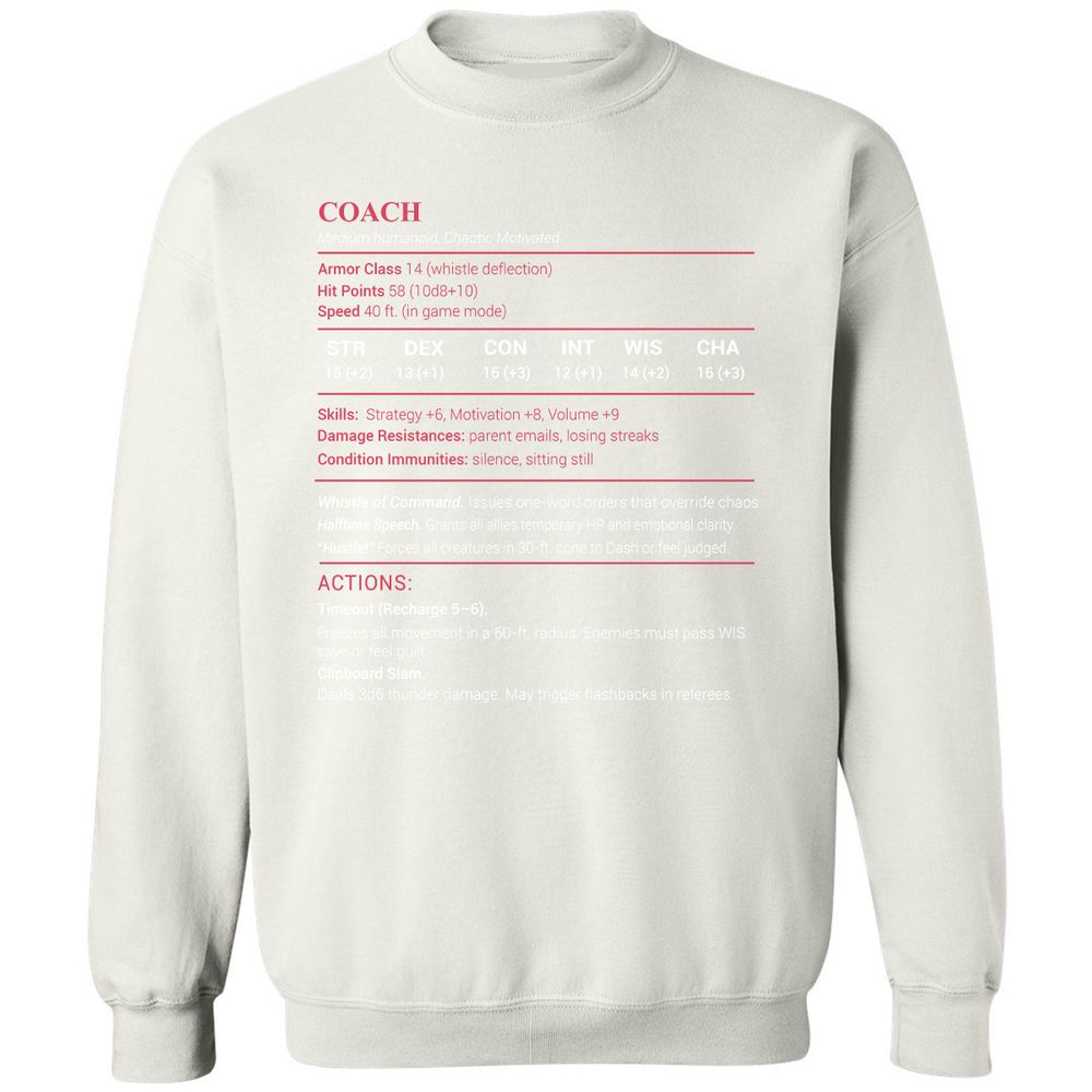 Coach Stats Classic Unisex Sweatshirt - White - 12