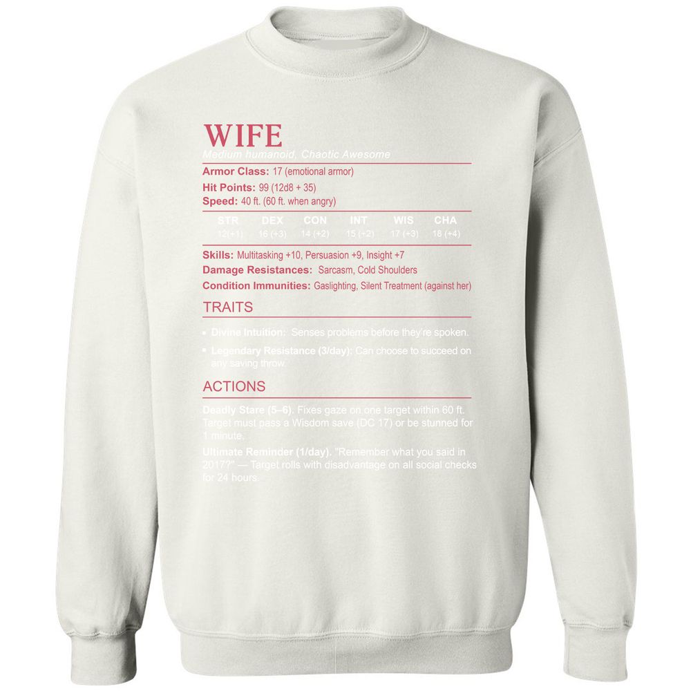 Wife Stats Classic Unisex Sweatshirt - White - 12