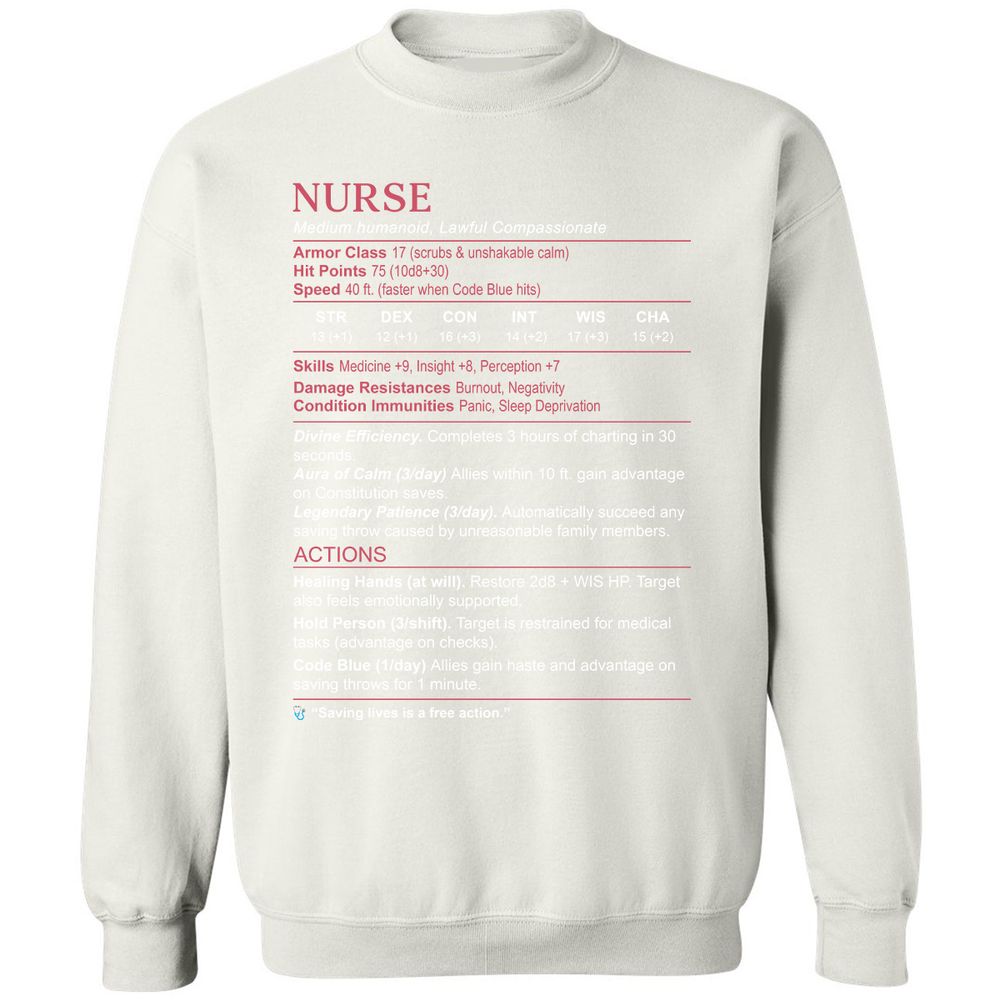 Nurse Stats 3 Classic Unisex Sweatshirt - White - 12