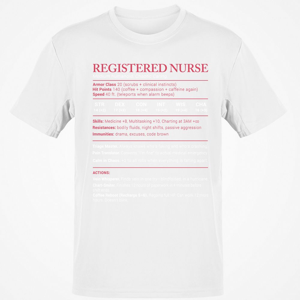 Registered Nurse Stats Classic Unisex T-Shirt - White - 12