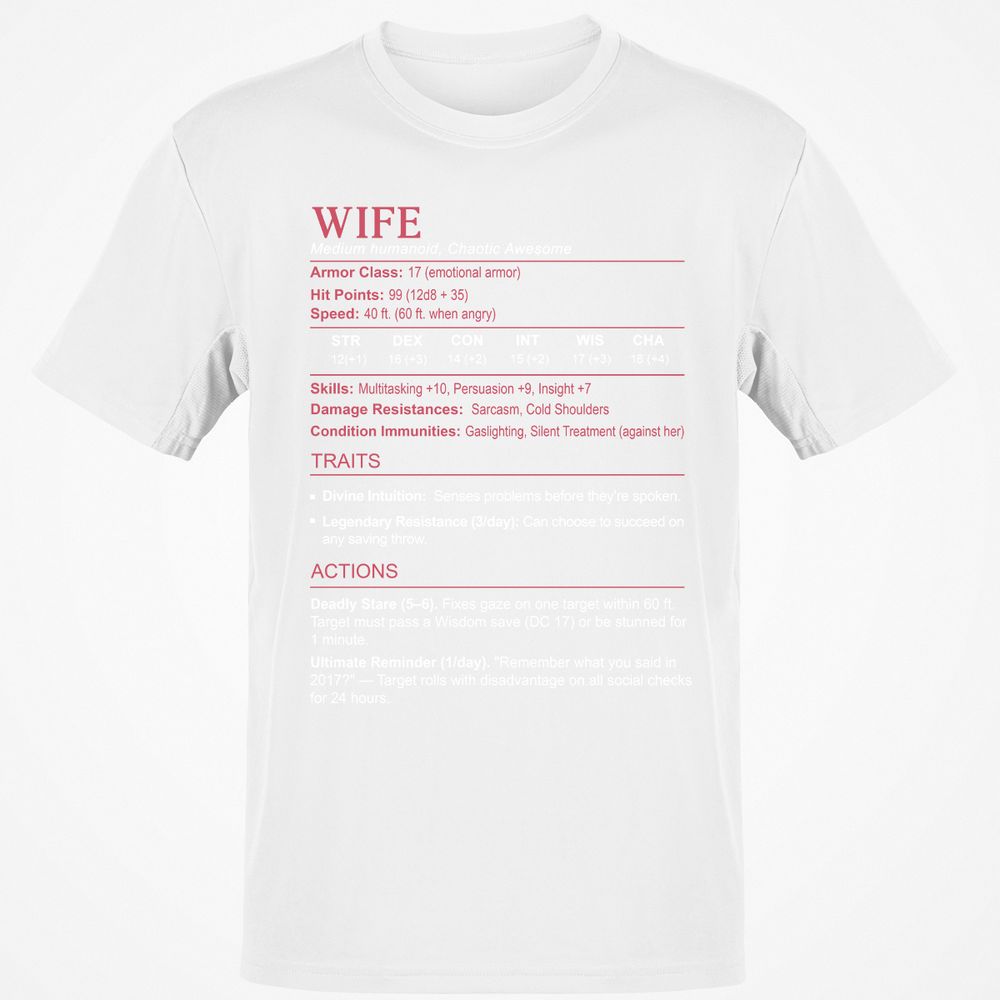Wife Stats Classic Unisex T-Shirt - White - 12