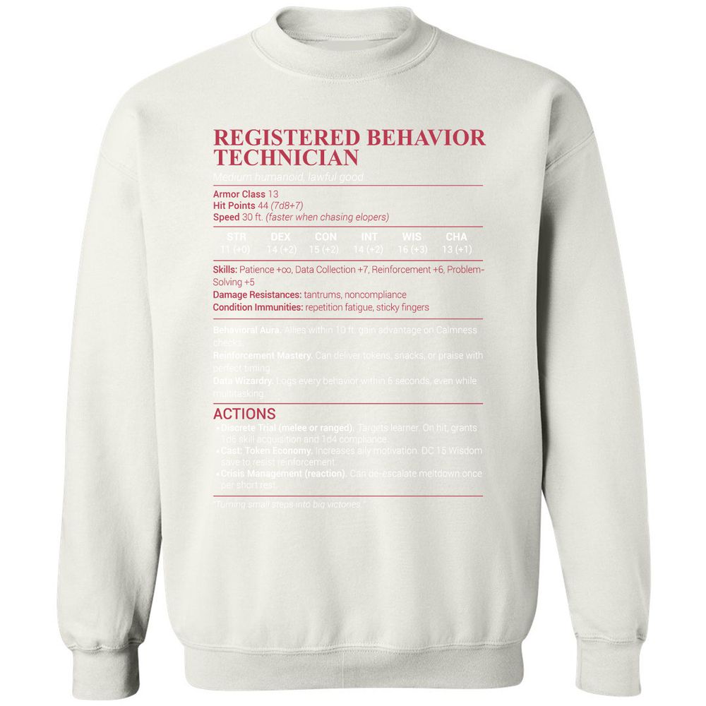 Registered Behavior Technician RBT Classic Unisex Sweatshirt - White - 12