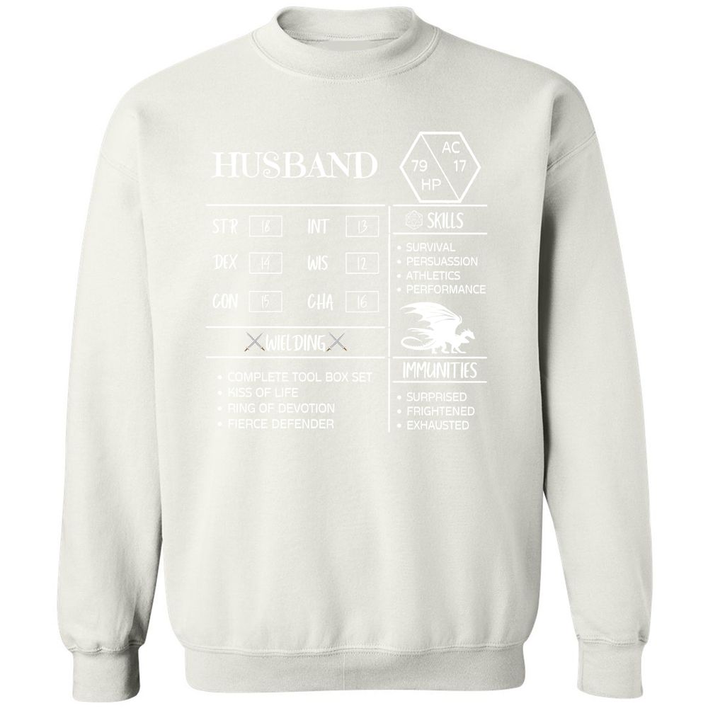 Husband Stats 2 Classic Unisex Sweatshirt - White - 12