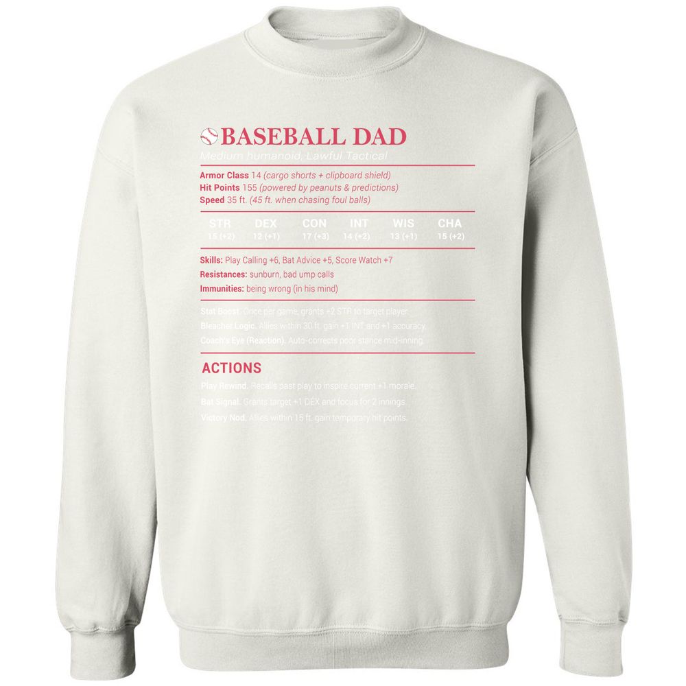 Baseball Dad Classic Unisex Sweatshirt - White - 12