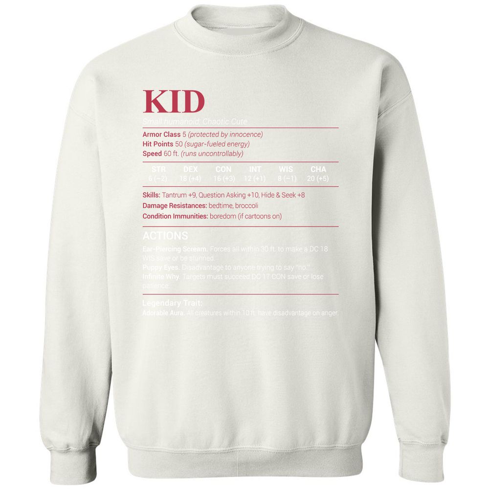 Kid Stats Classic Unisex Sweatshirt - White - 12