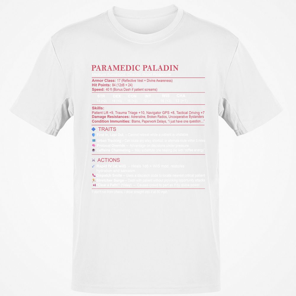 Paramedic Stats Classic Unisex T-Shirt - White - 12