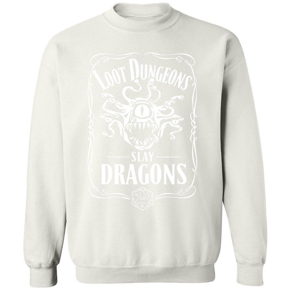 Loot Dungeon Slay Dragons Classic Unisex Sweatshirt - White - 12
