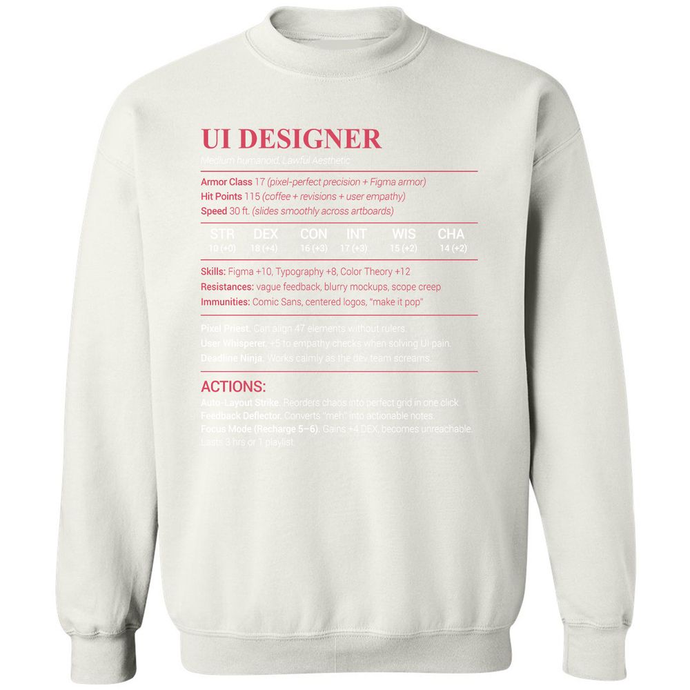 UI Designer Classic Unisex Sweatshirt - White - 12