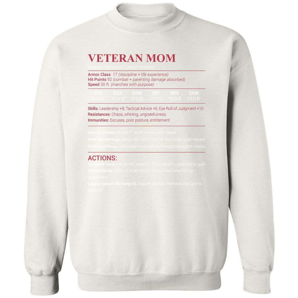 Veteran Mom Classic Unisex Sweatshirt - White - 12