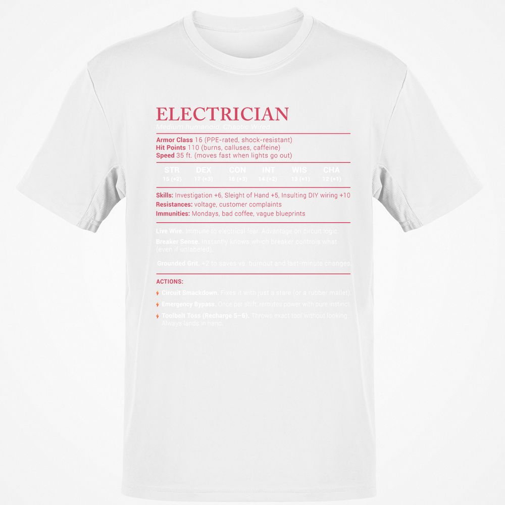 Electrician Stats Classic Unisex T-Shirt - White - 12