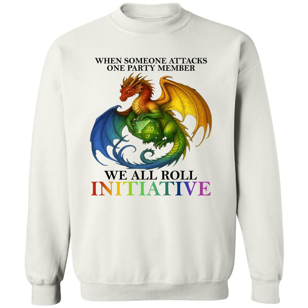 Dragon We All Roll For Initiative Classic Unisex Sweatshirt - White - 12
