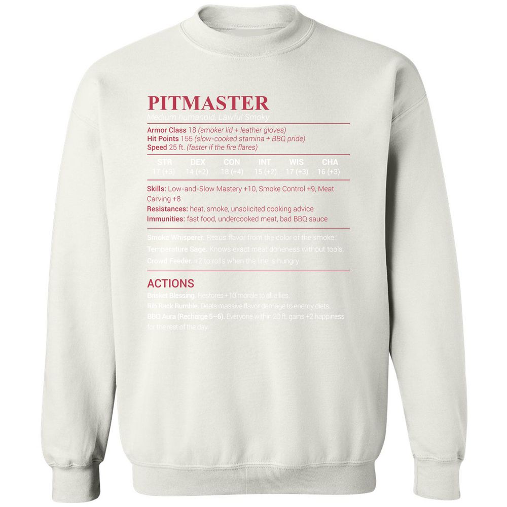 Pitmaster Stats Classic Unisex Sweatshirt - White - 12