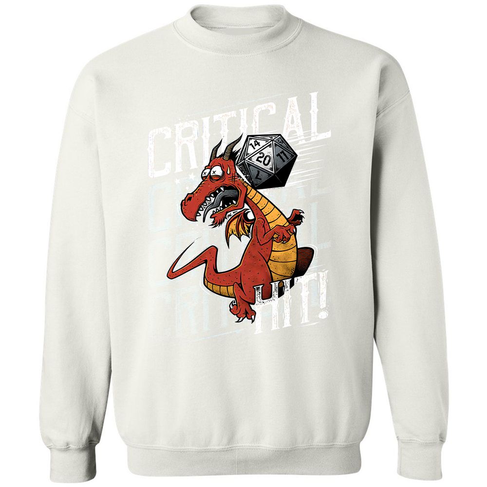Funny Dragon Critical Hit Classic Unisex Sweatshirt - White - 12