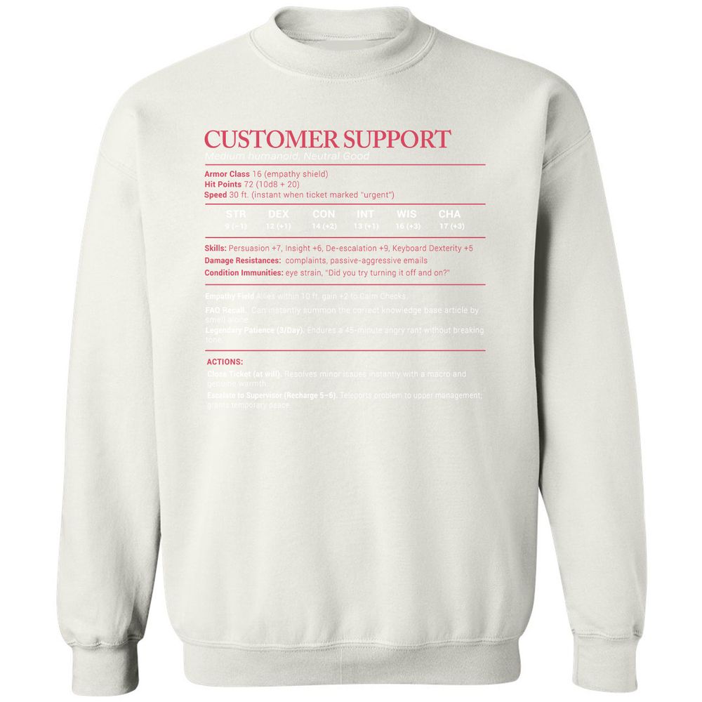 Customer Support Stats Classic Unisex Sweatshirt - White - 12