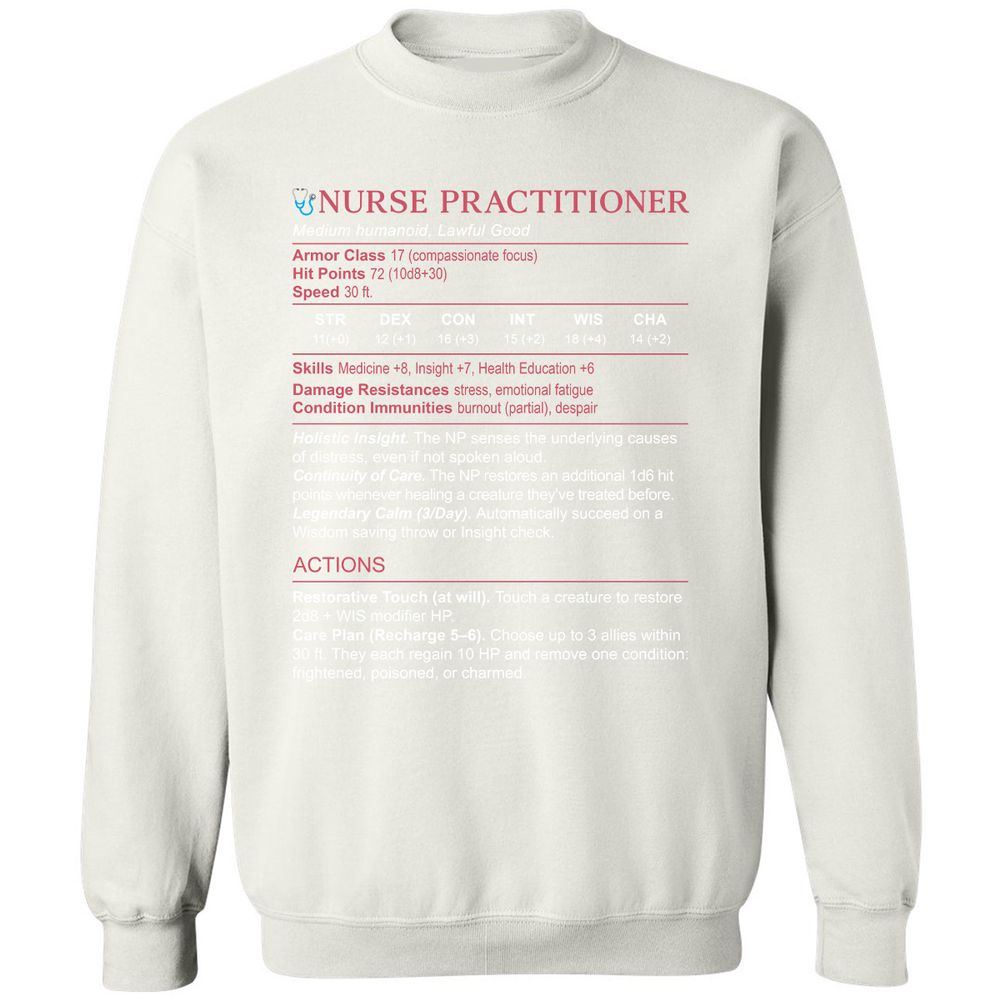 Nurse Practitioner Stats Classic Unisex Sweatshirt - White - 12