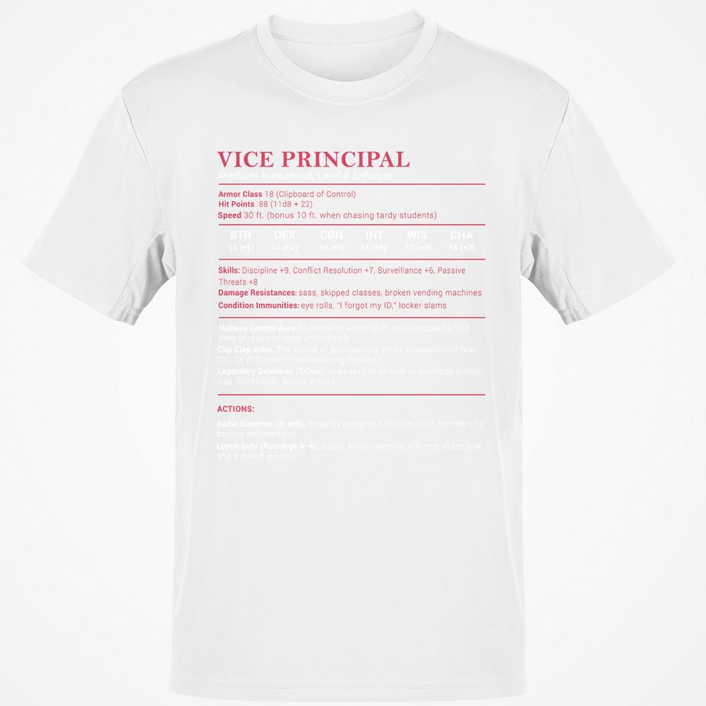 Vice Principal Stats Classic Unisex T-Shirt - White - 12