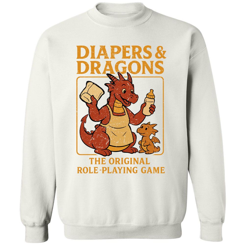 Diapers & Dragons Classic Unisex Sweatshirt - White - 12