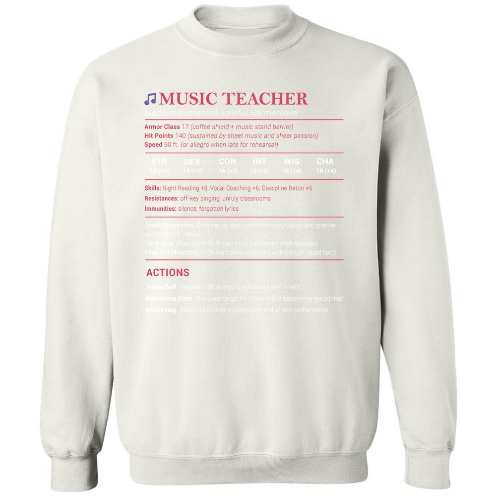 Music Teacher Classic Unisex Sweatshirt - White - 12