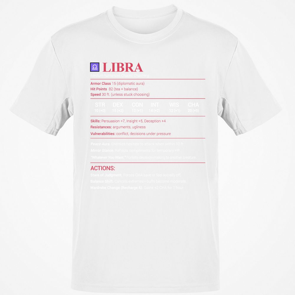 Libra Stats Classic Unisex T-Shirt - White - 12