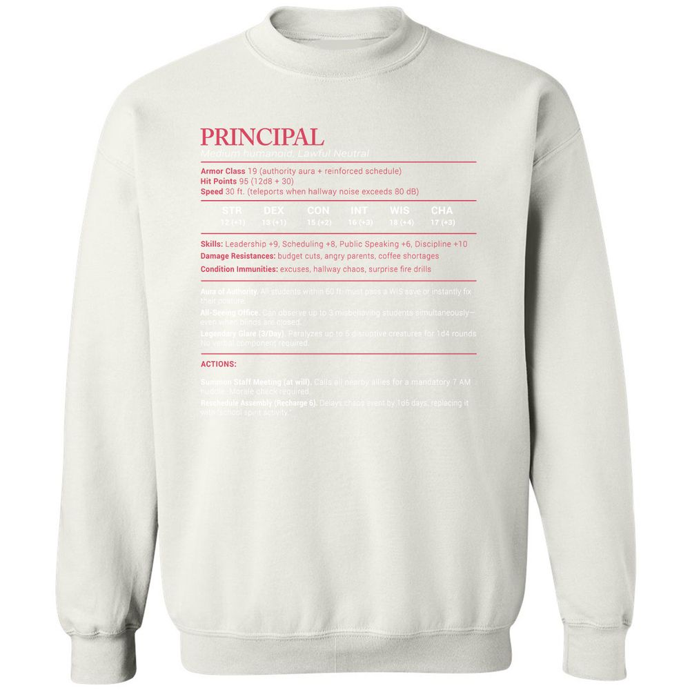 Principal Stats Classic Unisex Sweatshirt - White - 12