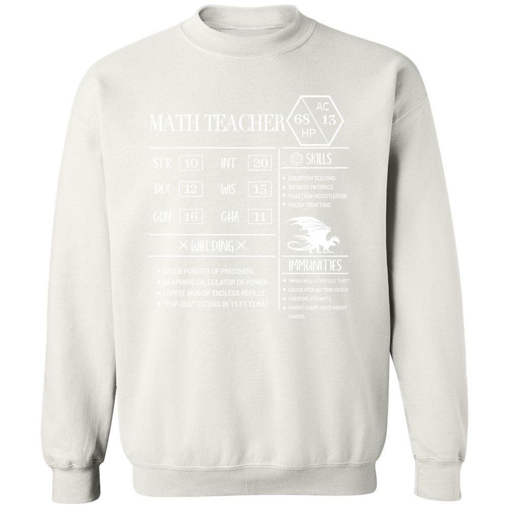 Math Teacher New Classic Unisex Sweatshirt - White - 12