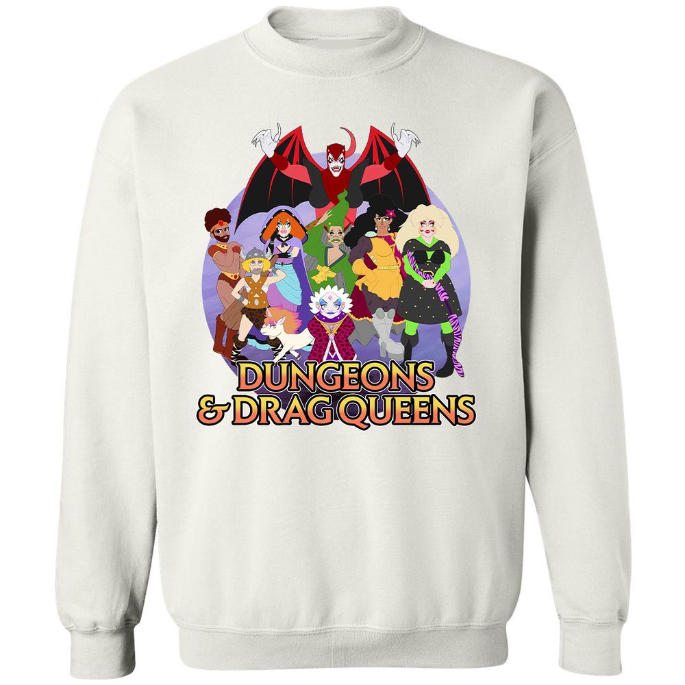 Dungeons n Drag Queens Cartoon Classic Unisex Sweatshirt - White - 12