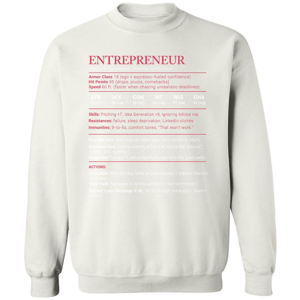 Entrepreneur Stats Classic Unisex Sweatshirt - White - 12