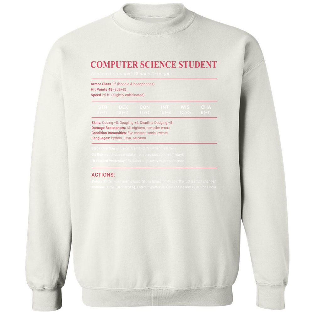 Computer Science Student Classic Unisex Sweatshirt - White - 12