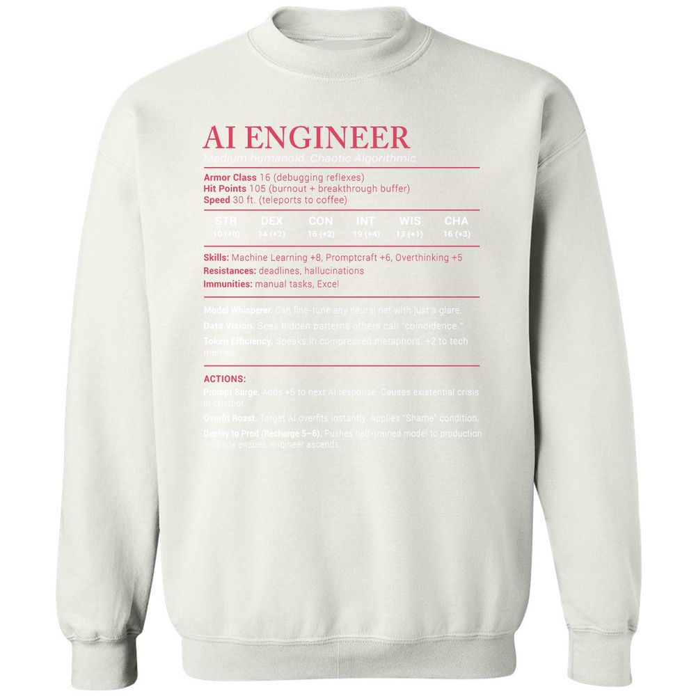 AI Engineer Stats Classic Unisex Sweatshirt - White - 12