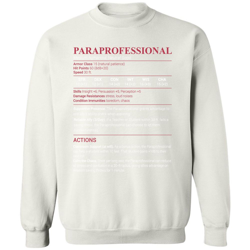 Paraprofessional Classic Unisex Sweatshirt - White - 12