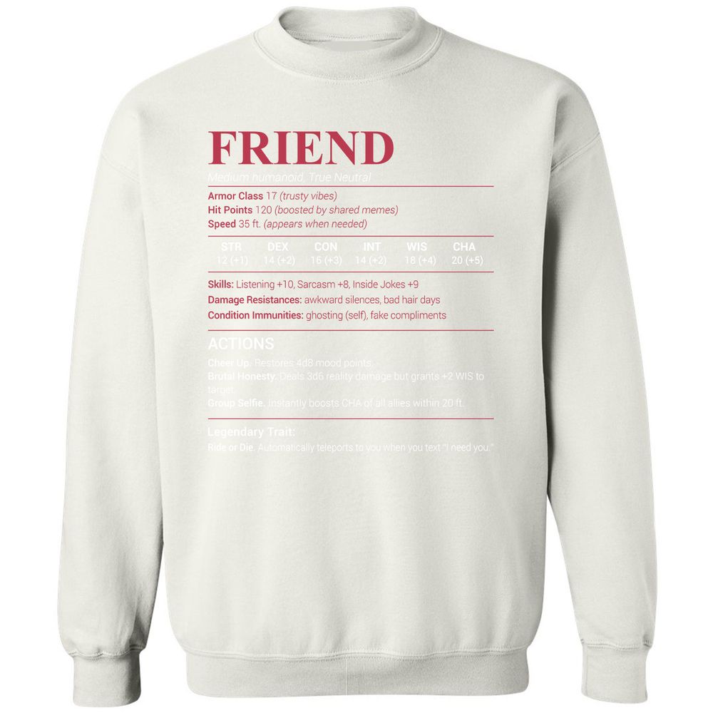Friend Stats Classic Unisex Sweatshirt - White - 12