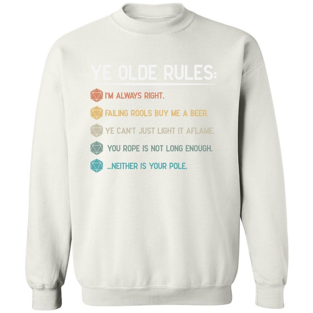Dungeon Master Rules – Ye Olde RPG Classic Unisex Sweatshirt - White - 12