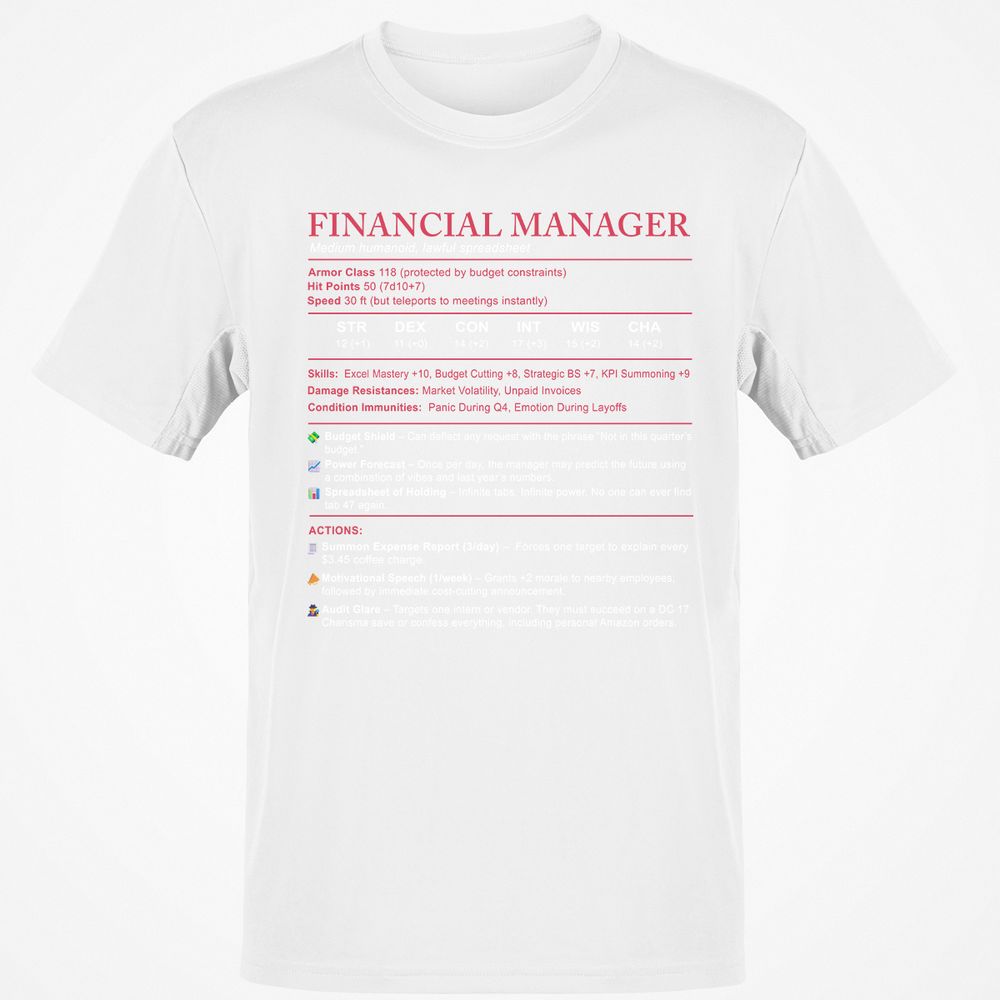 Financial Manager Stats Classic Unisex T-Shirt - White - 12