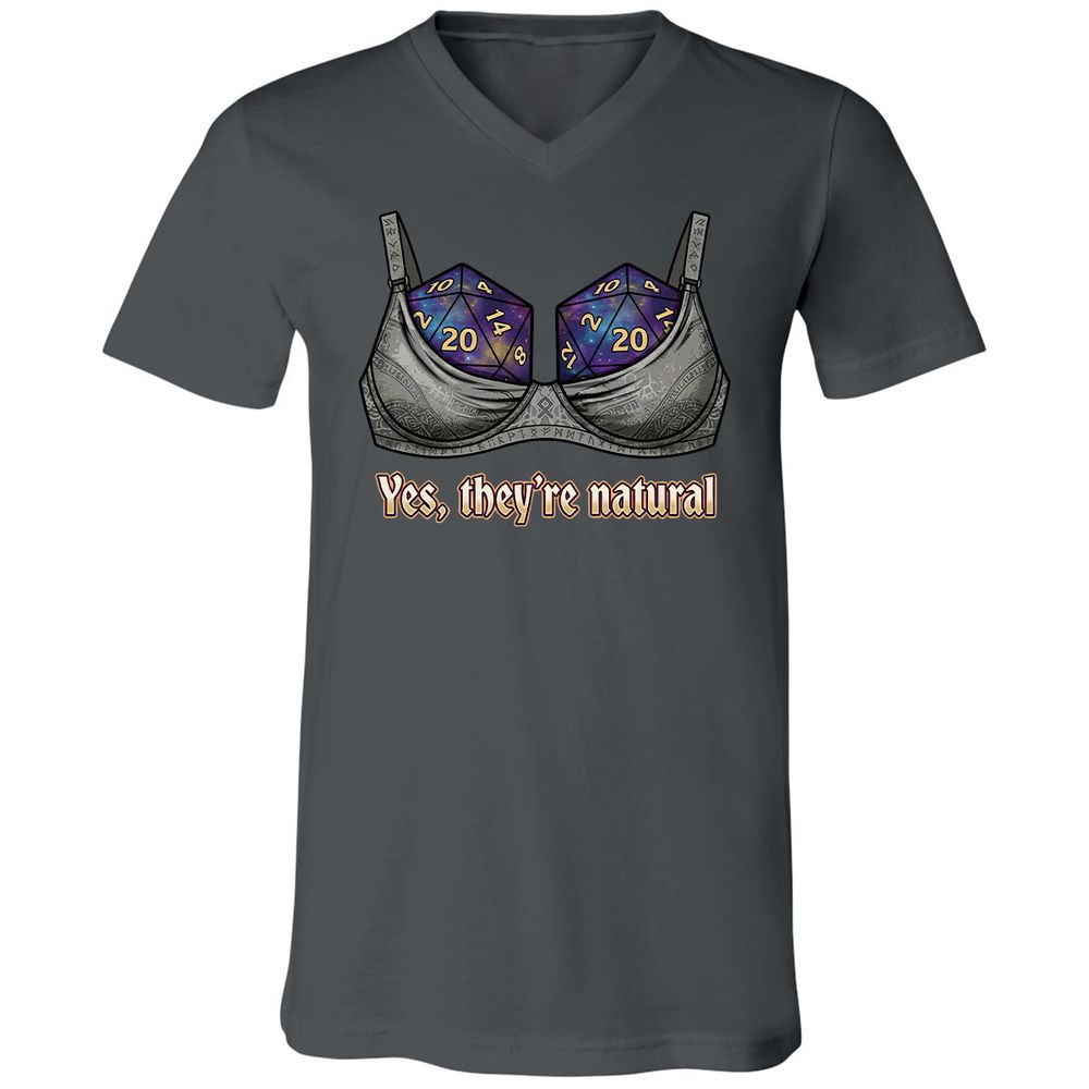 They Are Natural Nat20 Unisex V-Neck T-Shirt - Asphalt - 13